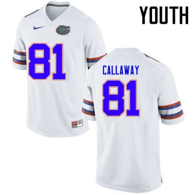 Youth Florida Gators #81 Antonio Callaway NCAA Nike White Authentic Stitched College Football Jersey ZZH7262DB